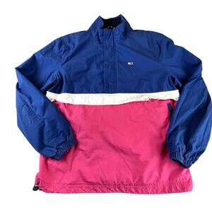 Tommy Jeans Lightweight Colorblock Anorak Jacket Blue White Pink M